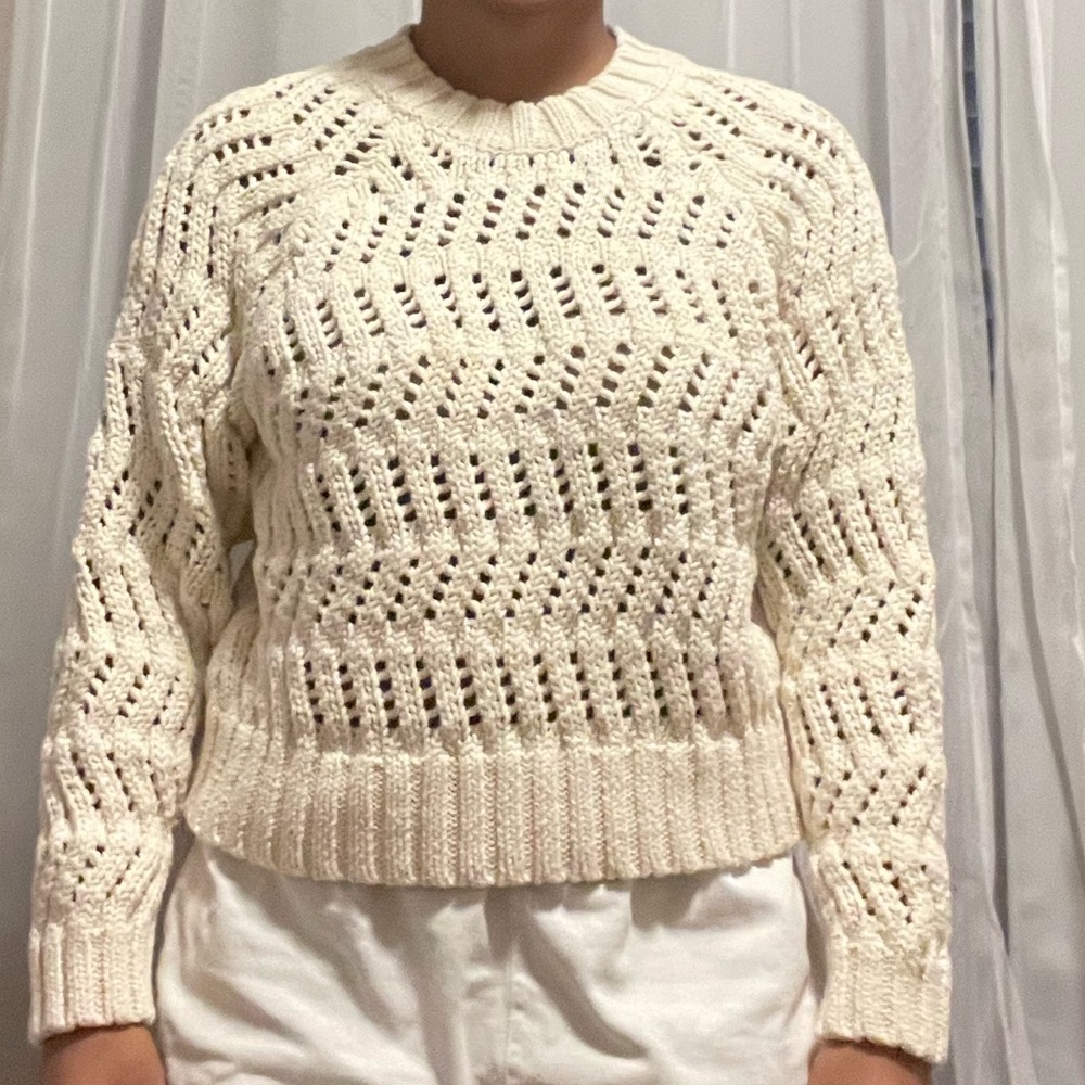 American Eagle Outfitters Cream Knit Sweater - Size S
